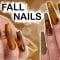 Fall nails with reflective glitter and stamping | Mustard yellow nail design
