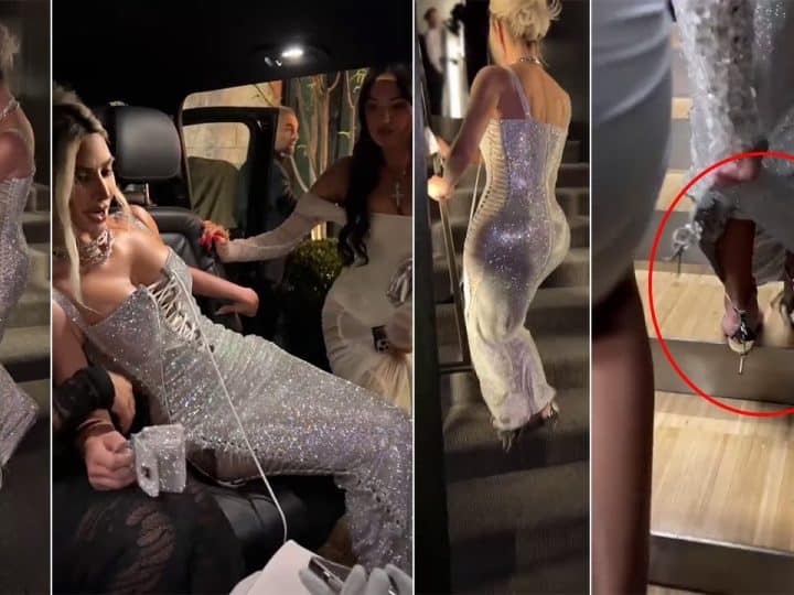 Kim Kardashian Funny Moments at D&G After party  she cant even walk properly (VIDEO)