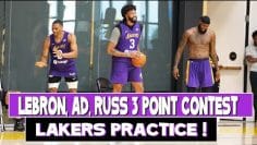 Lakers Training Camp ! LeBron James, Russ, and AD have a 3 point  contest