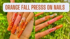 ORANGE FALL NAILS | PRESS ON NAILS | FALL NAIL ART TUTORIAL | NAIL ART
